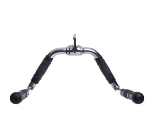 Ручка для тяги York Fitness багатофункціональна з гумовими рукоятками, хром