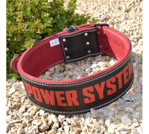Пояс для бодібілдингу шкіряний Power System PS-3830 - чорно-червоний/ розмір M