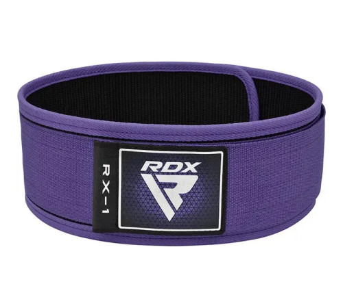 Пояс для бодібілдингу шкіряний RDX RX1 - фіолетовий/ розмір XS