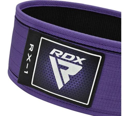 Пояс для бодібілдингу шкіряний RDX RX1 - фіолетовий/ розмір XS