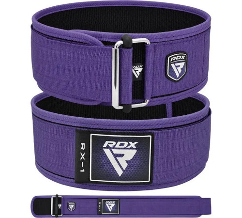 Пояс для бодібілдингу шкіряний RDX RX1 - фіолетовий/ розмір XS
