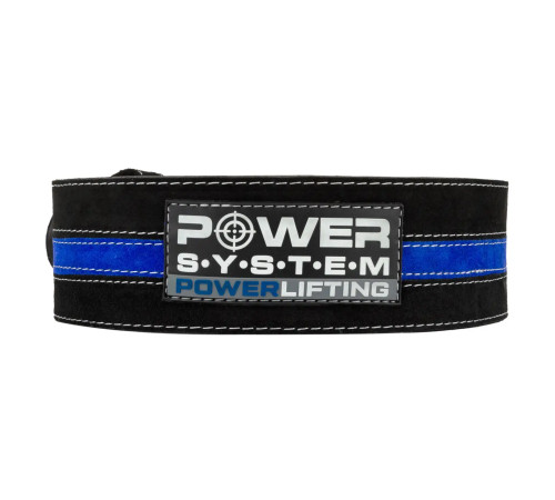 Пояс для пауерліфтингу Power System PS-3800 PowerLifting шкіряний Black/Blue Line M