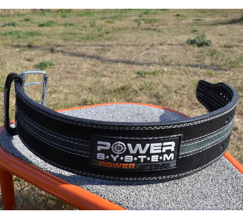 Пояс для пауерліфтингу Power System PS-3800 PowerLifting шкіряний Black/Grey Line XL