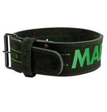Пояс для бодібілдингу шкіряний MadMax MFB-301 Suede Single Prong - чорно-зелений/ розмір M