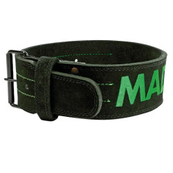 Пояс для бодібілдингу шкіряний MadMax MFB-301 Suede Single Prong - чорно-зелений/ розмір M