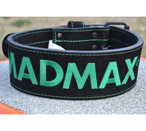Пояс для бодібілдингу шкіряний MadMax MFB-301 Suede Single Prong - чорно-зелений/ розмір XL