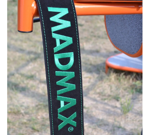 Пояс для бодібілдингу шкіряний MadMax MFB-301 Suede Single Prong - чорно-зелений/ розмір XL