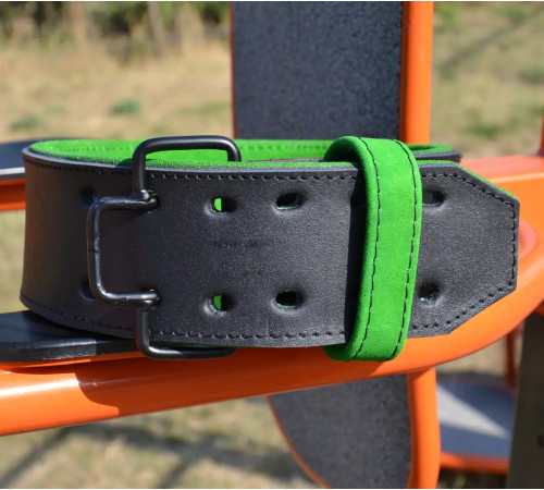 Пояс для бодібілдингу шкіряний MadMax MFB-302 Quick Release Belt - чорно-зелений/ розмір L