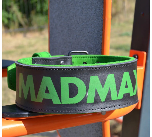 Пояс для бодібілдингу шкіряний MadMax MFB-302 Quick Release Belt - чорно-зелений/ розмір M