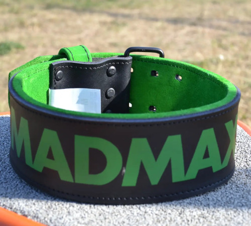 Пояс для бодібілдингу шкіряний MadMax MFB-302 Quick Release Belt - чорно-зелений/ розмір XL