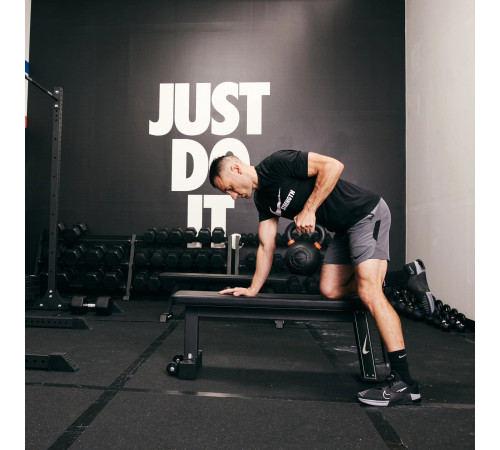 Лавка плоска Nike Rolling Weight Bench з гантелями Kettler HOI Vario 220