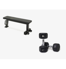 Лава плоска Nike Rolling Weight Bench з гантелями Nike Hex Dumbbell