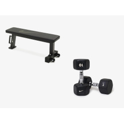 Лава плоска Nike Rolling Weight Bench з гантелями Nike Hex Dumbbell