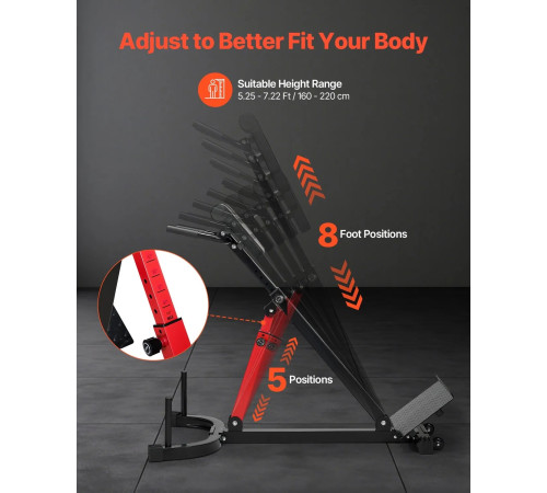 Багатофункціональна лава VEVOR 5030, чорно-червоний