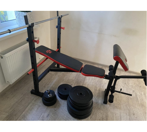 Лава для жиму RN-Sport ReadMeBlack + 4 грифи, 100 кг дисків