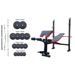 Лава для жиму RN-Sport ReadMeBlack + 4 грифи, 100 кг дисків 