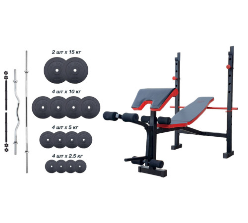 Лава для жиму RN-Sport ReadMeBlack + 4 грифи, 100 кг дисків