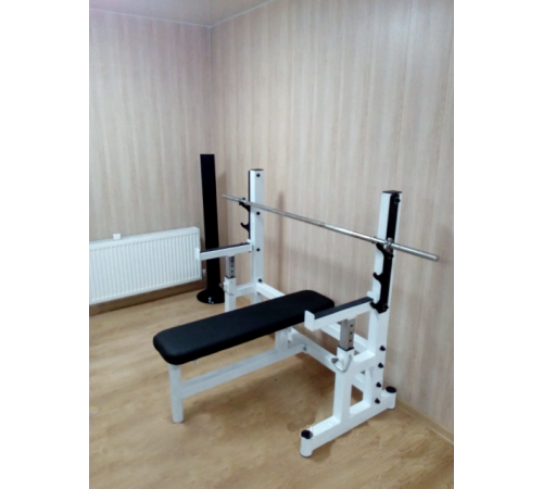 Комплект RN High Quality лава для жиму + штанга професійна гумова 100 кг Комплект RN High Quality лава для жиму + штанга професійна гумова 100 кг