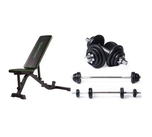 Лава регульована Tunturi Utility Bench UB40 з гантелями 3 в 1 Tunturi BAR 20 кг