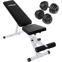 Багатофункціональна тренажерна лава + короткі гантелі, 30 кг