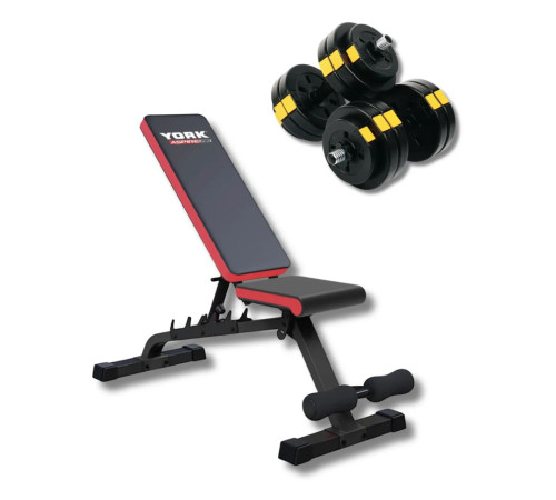 Лава York Fitness Aspire 280 FID з гантелями Besport PowerPro 2 х 13,5 кг