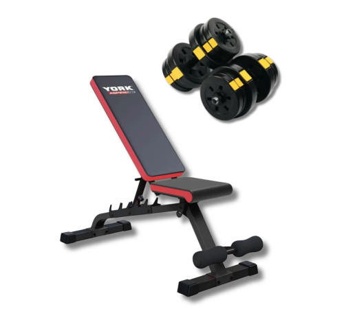 Лава York Fitness Aspire 280 FID з гантелями Besport PowerPro 2 х 21 кг