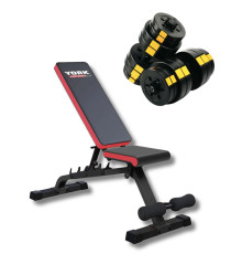 Лава York Fitness Aspire 280 FID з гантелями Besport PowerPro 2 х 31 кг