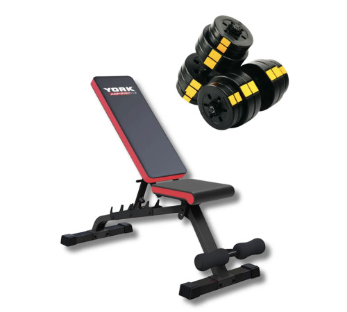 Лава York Fitness Aspire 280 FID з гантелями Besport PowerPro 2 х 31 кг