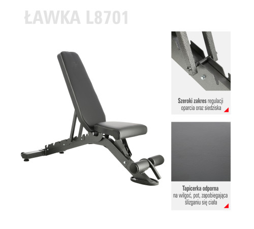 Лавка регульована L8701 - чорна Лавка регульована L8701 - чорна