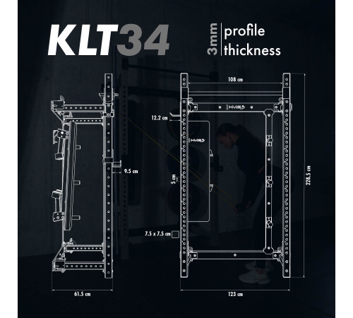 Стійка багатофункціональна складана HMS KLT34, сіра