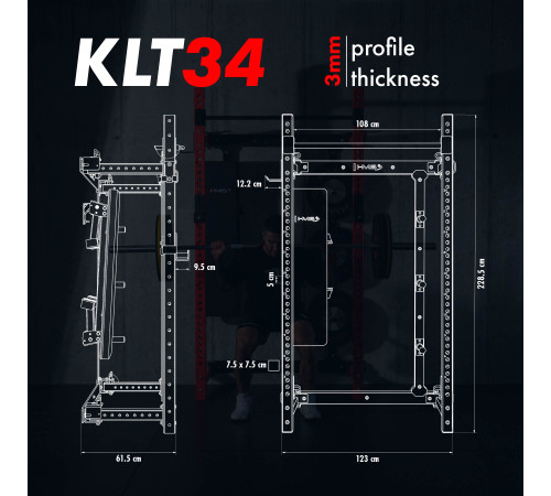 Стійка багатофункціональна складана HMS KLT34, чорно-червона