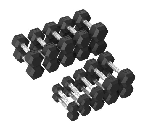 Набір гантелей Tunturi Platinum Hex Rubber 1–10 кг