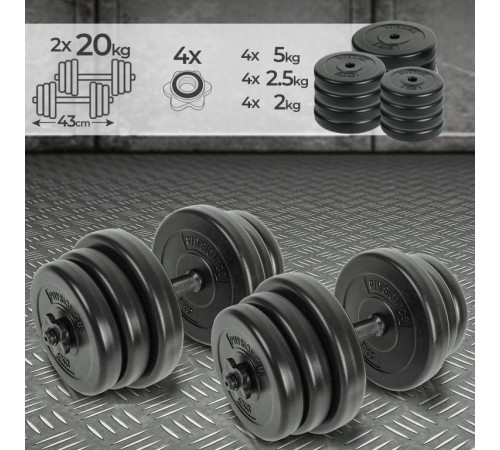Гантелі Physionics бітумні 2 х 20 кг Гантелі Physionics бітумні 2 х 20 кг