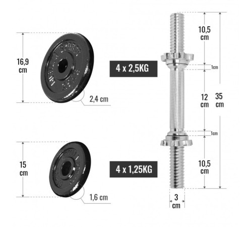 Гантелі розбірні у кейсі Gorilla Sports 2 x 10 кг