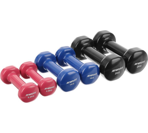 Гантелі вінілові ENERO FIT VDB зі стійкою, 7 кг