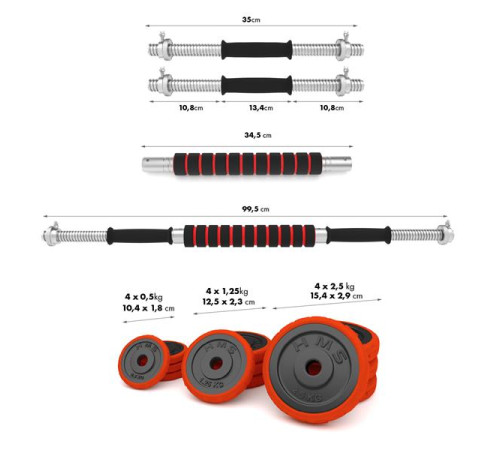 Набір штанга та гантелі HMS SGGX20 DUMBBELL SET-BARBELL 20 кг Набір штанга та гантелі HMS SGGX20 DUMBBELL SET-BARBELL 20 кг