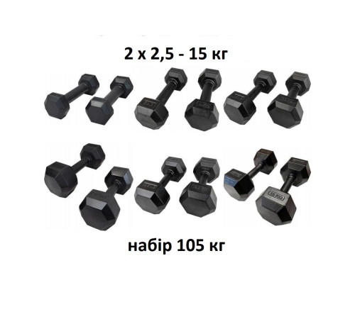Гателі шестигранні чавунні Kawmet, 105 кг