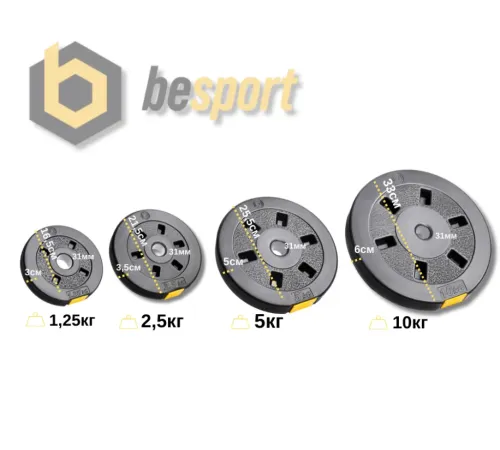 Гантелі композитні Besport PowerPro, 22 кг