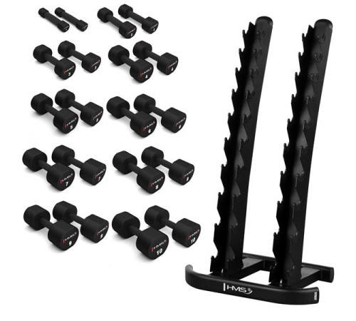 Набір гантелей HMS HPT 2 х 1-10 зі стійкою STR37