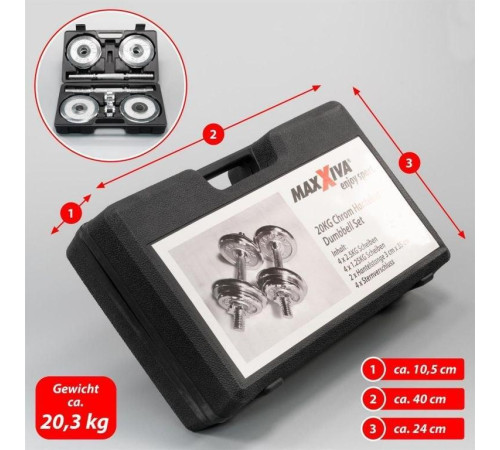 Гантелі Maxxiva D83768 хромовані 2 x 10 кг Гантелі Maxxiva D83768 хромовані 2 x 10 кг