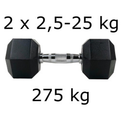 Гантелі UnderFit прогумовані Hex 2 х 2,5-25 кг (275 кг)