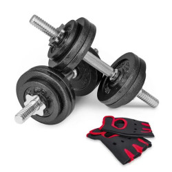 Гантелі розбірні металеві Hop-Sport New 2 х 15 кг з рукавичками