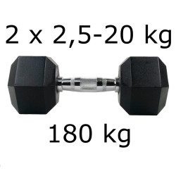 Гантелі UnderFit прогумовані Hex 2 х 2,5-20 кг (180 кг)