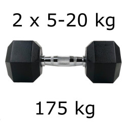 Гантелі UnderFit прогумовані Hex 2 х 5-20 кг (175 кг)