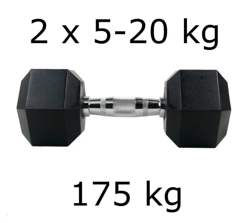 Гантелі UnderFit прогумовані Hex 2 х 5-20 кг (175 кг) Гантелі UnderFit прогумовані Hex 2 х 5-20 кг (175 кг)