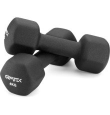 Гантелі неопренові Gymtek Hex 2 х 4 кг, чорний