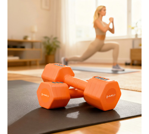 Гантелі шестигранні розбірні HMS HL03 2 x 2,5 кг, оранжеві