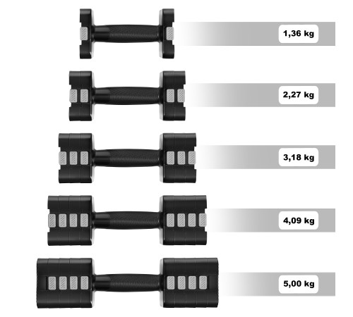 Гантелі розбірні HMS HL02 2 x 5 кг, чорні