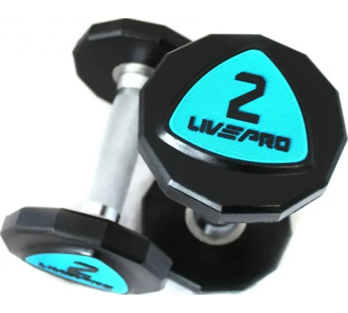 Гантелі уретанові LivePro, 2 х 2 кг, чорно-голубі