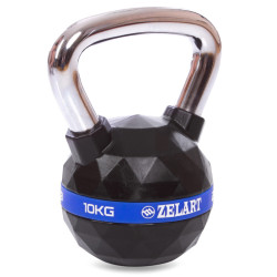 Гиря PU з хромованою ручкою Кросфіт Zelart FI-1973-10 10кг (PU, чорний)